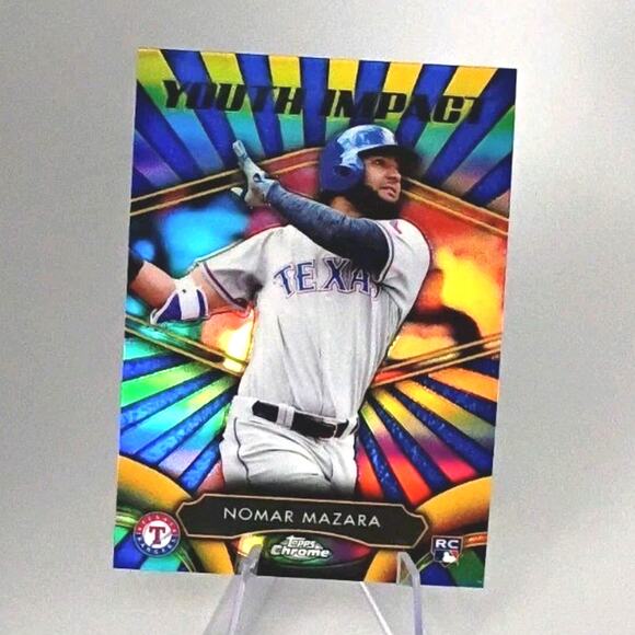 2016 Topps Chrome - Youth Impact Nomar Mazara #YI-13 (RC) REFRACTOR - Picture 5 of 7